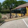The outdoor patio located at Happy Joe's Pizza & Ice Cream in St. Peters, MO. It's the perfect spot to relax with a Taco Pizza!